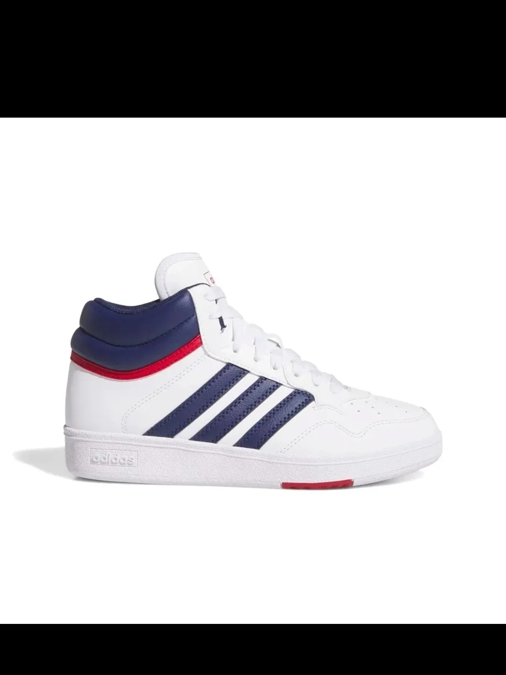 adidas Kids' White & Navy Hoops Mid-Top Sneakers